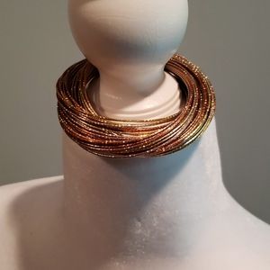 Orange sparkling multi-bangle bracelet